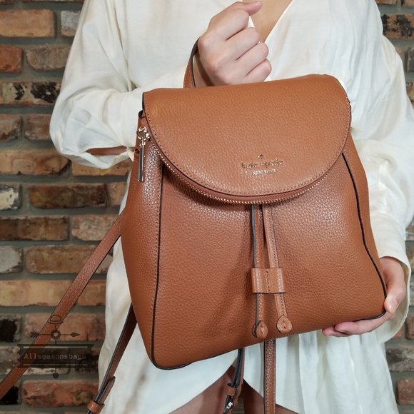 AUTHENTIC Kate Spade Leila Gingerbread Pebble Leather Medium Flap Backpack - Picture 5 of 6